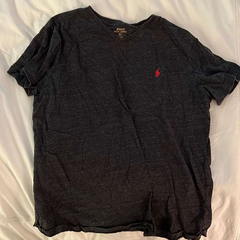 Polo by Ralph Lauren. T-shirt size Large. Dark grey and red.